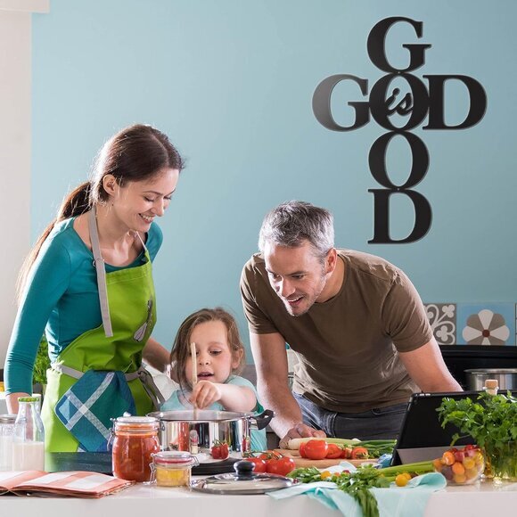 God is Good Metal Signs Decor, Black Metal Cross God is Good Sign Wall Decor - Picture 6 of 9